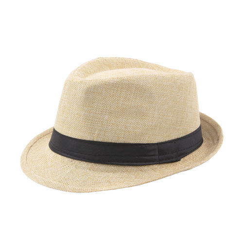 Fashion Jazz Hat  Summer Sunshade Straw Fedora Hat Mens Outdoor Straw Panama Hat