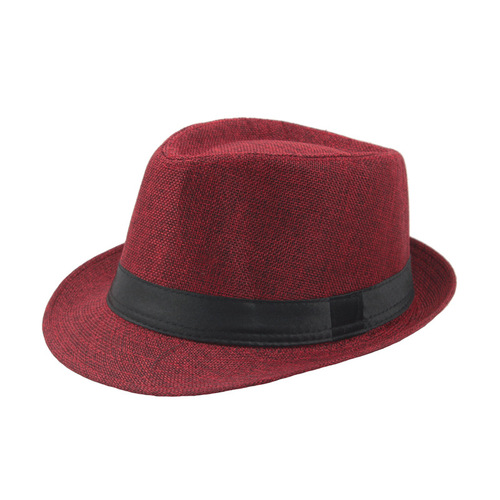 Fashion Jazz Hat  Summer Sunshade Straw Fedora Hat Mens Outdoor Straw Panama Hat