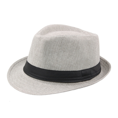 Fashion Jazz Hat  Summer Sunshade Straw Fedora Hat Mens Outdoor Straw Panama Hat