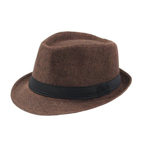 Fashion Jazz Hat  Summer Sunshade Straw Fedora Hat Mens Outdoor Straw Panama Hat