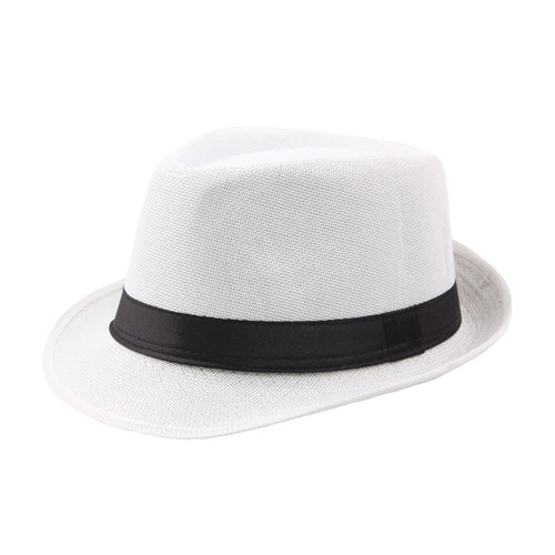 Fashion Jazz Hat  Summer Sunshade Straw Fedora Hat Mens Outdoor Straw Panama Hat