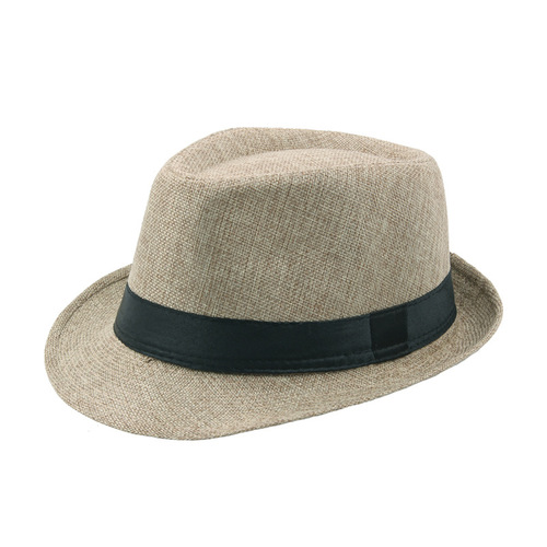 Fashion Jazz Hat  Summer Sunshade Straw Fedora Hat Mens Outdoor Straw Panama Hat