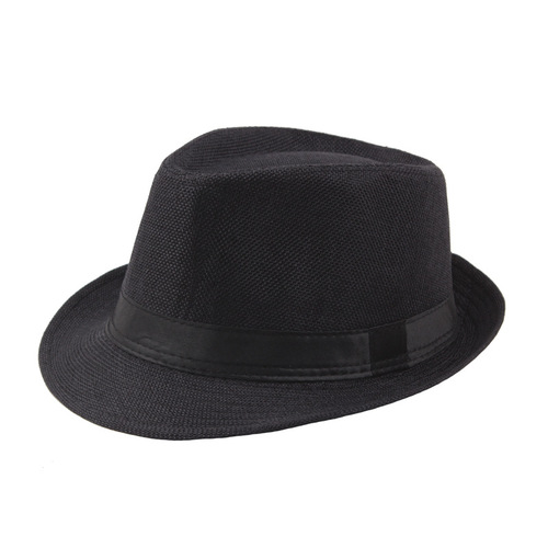 Fashion Jazz Hat  Summer Sunshade Straw Fedora Hat Mens Outdoor Straw Panama Hat