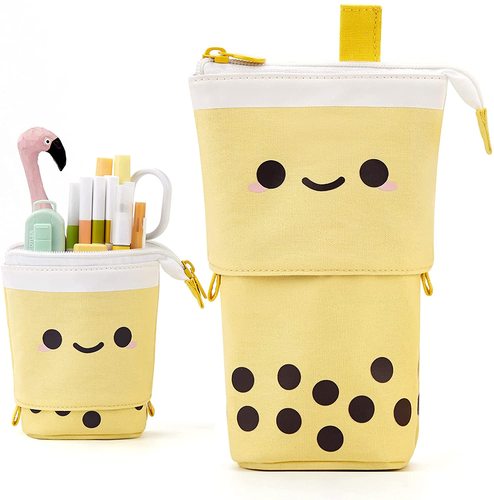 Pen Holder Kawaii Standing up Telescopic Makeup Bag Big Capacity Pencil Case for School Students Office Women Teens Girl