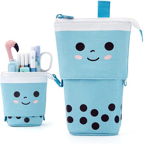 Pen Holder Kawaii Standing up Telescopic Makeup Bag Big Capacity Pencil Case for School Students Office Women Teens Girl