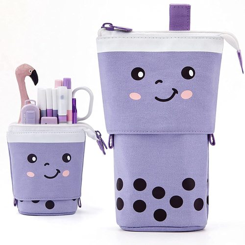 Pen Holder Kawaii Standing up Telescopic Makeup Bag Big Capacity Pencil Case for School Students Office Women Teens Girl