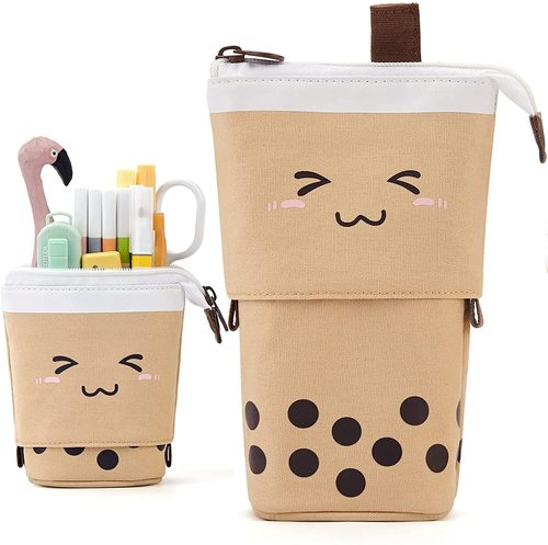 Pen Holder Kawaii Standing up Telescopic Makeup Bag Big Capacity Pencil Case for School Students Office Women Teens Girl