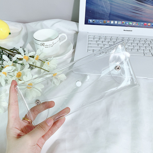 Japan  Korea Clear String Wrapping Plastic transparent PVC Students Sunglasses pencil Pouches Case Pen Gift Cosmetic Bag
