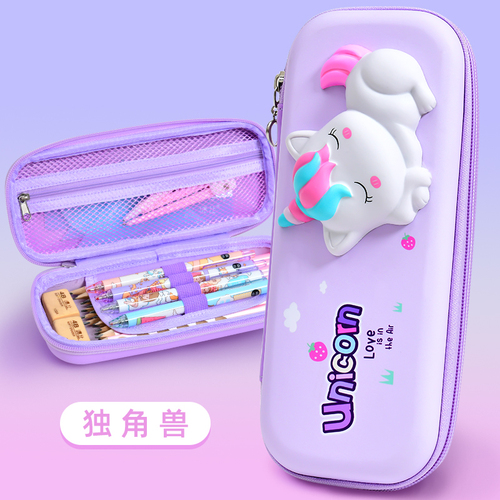 KAMIDA 3D Rabbit Pencase Stationery Kid  Penbag Girl Pencil Case with Cartoon decompression fidget toy