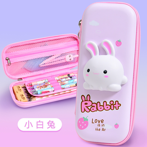KAMIDA 3D Rabbit Pencase Stationery Kid  Penbag Girl Pencil Case with Cartoon decompression fidget toy