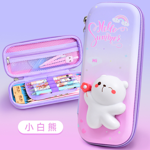 KAMIDA 3D Rabbit Pencase Stationery Kid  Penbag Girl Pencil Case with Cartoon decompression fidget toy