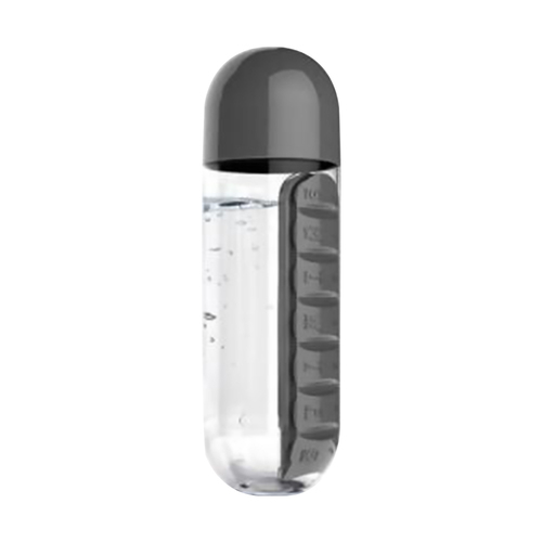 SHQS0001 Sports Plastic Water Bottle Outdoor Portable  2 IN 1 Water Bottle With Daily Pill Box Organizer Drinking 600ML 