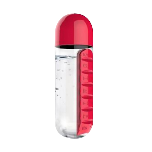 SHQS0001 Sports Plastic Water Bottle Outdoor Portable  2 IN 1 Water Bottle With Daily Pill Box Organizer Drinking 600ML 