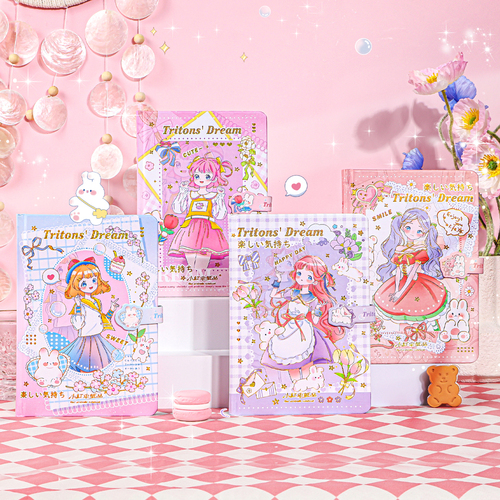 Cartoon Notebook Kawaii Girl Note Book Diary Journal Magnetic cute Notebook