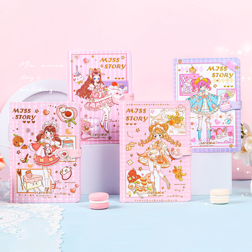 Cartoon Notebook Kawaii Girl Note Book Diary Journal Magnetic cute Notebook