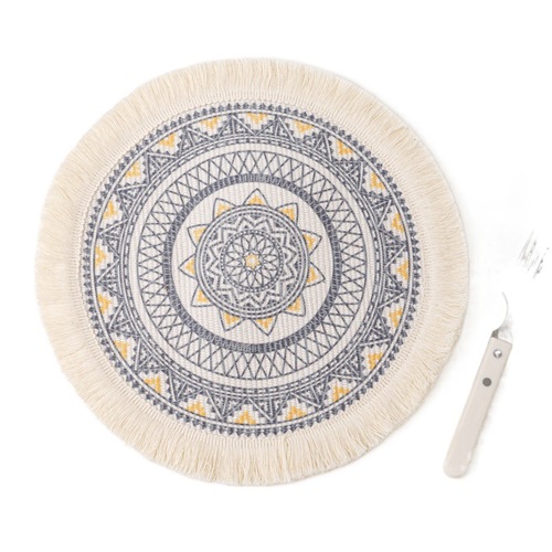 Boho Burlap Placement  Round Coasters for Drink Beer Mat for Restaurants Dining Table Cup Mat Tableware