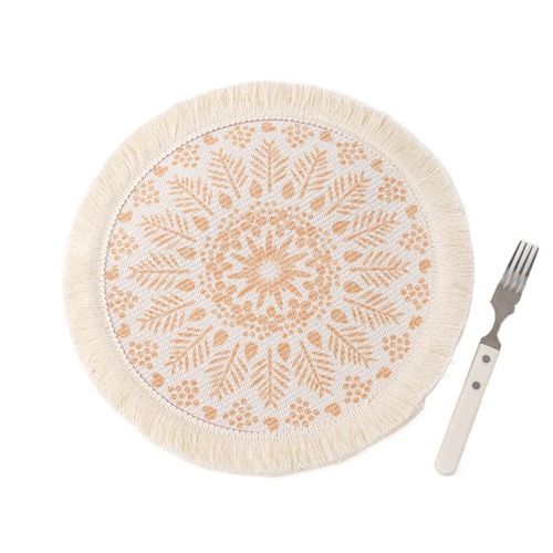 Boho Burlap Placement  Round Coasters for Drink Beer Mat for Restaurants Dining Table Cup Mat Tableware