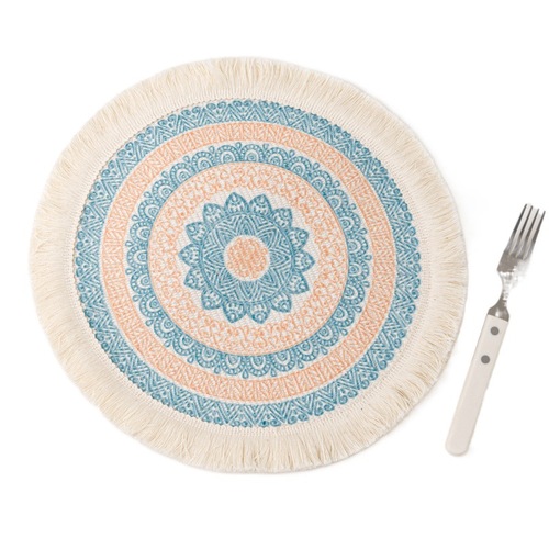 Boho Burlap Placement  Round Coasters for Drink Beer Mat for Restaurants Dining Table Cup Mat Tableware
