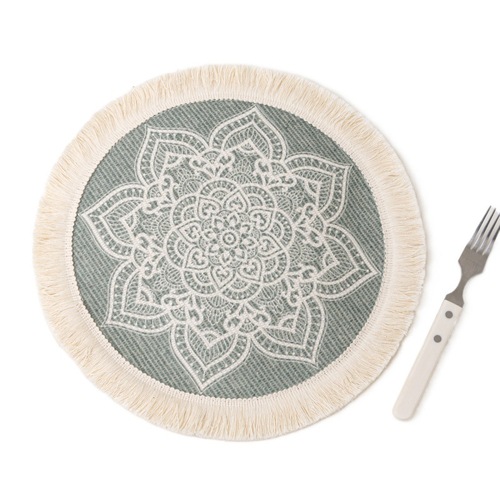 Boho Burlap Placement  Round Coasters for Drink Beer Mat for Restaurants Dining Table Cup Mat Tableware