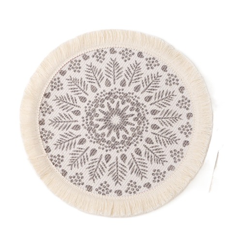 Boho Burlap Placement  Round Coasters for Drink Beer Mat for Restaurants Dining Table Cup Mat Tableware