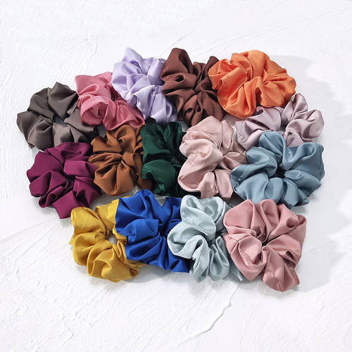 Top quality soft large size various colors satin elastic hair tie scrunchies hair accessories with  price
