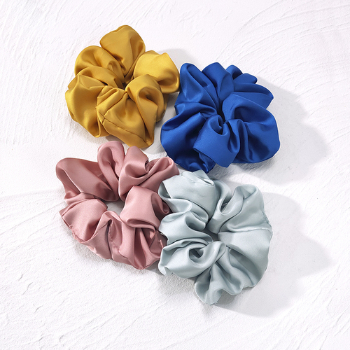 Top quality soft large size various colors satin elastic hair tie scrunchies hair accessories with  price