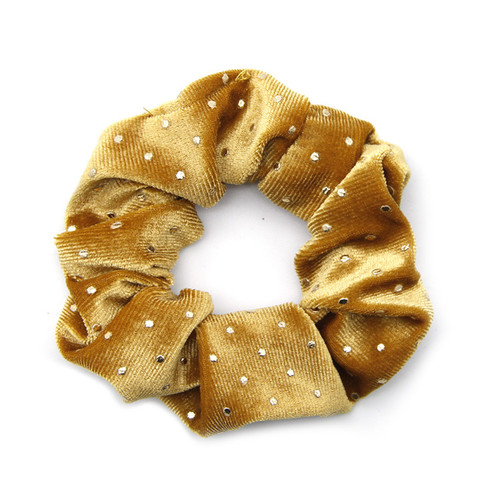 Gold Foil Dot Scrunchy Hair Bands Ponytail Elastic Velvet Fabric Hair Scrunchies Bundles For Girls Women 1102913