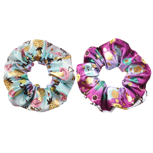 Holographic Gold Hair Scrunchies Ponytail Holder Hair Ties For Women Girls 1103010