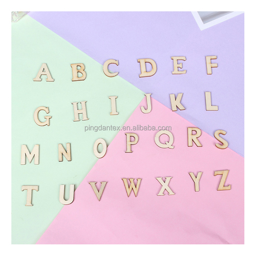 Popular unfinished wood crafts alphabet letter chips wall sign decoration early childhood education toy