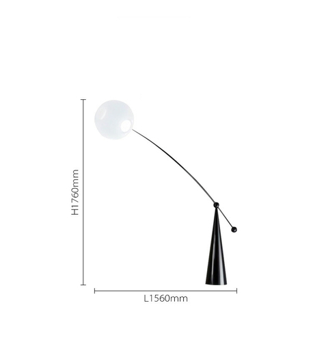 American black classic glass ball floor lamp curved art lighting decoration led standing lighting
