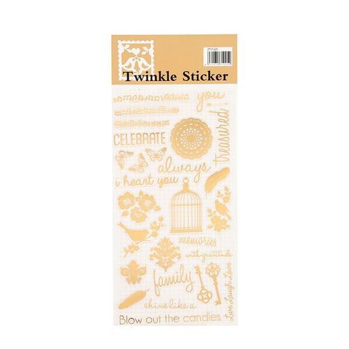 4 Designs Gold Stamping PVC Material Stickers Scrapbooking Thank You Greeting Creative DIY Deco Stationery Stickers