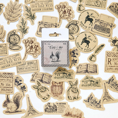 46pcs Per Pack Retro Small Seal of Everything Scrapbooking Adhesive Sticker DIY Diary Album Small Cards