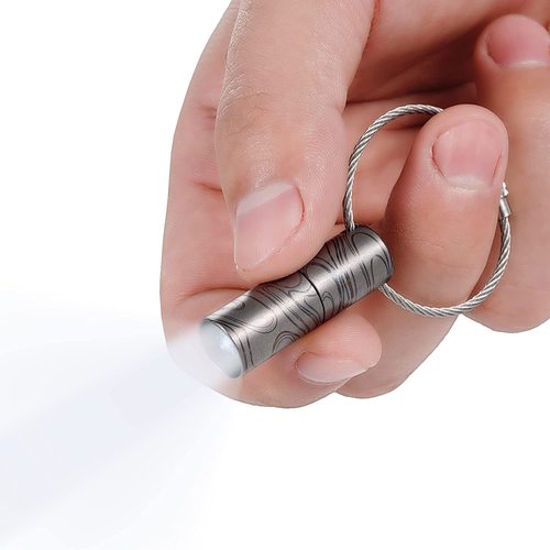 KeyUnity KF00 Cloud Pattern Titanium Mini Keychain LED Flashlights, 15 Lumens Waterproof Electric Torch Light Handheld