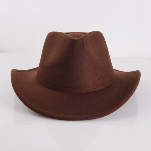  Cheap Wide Roll Brim Fedora Hats Vintage Men Jazz Style Top Hat Autumn Winter Felt Western Cowboy Hat