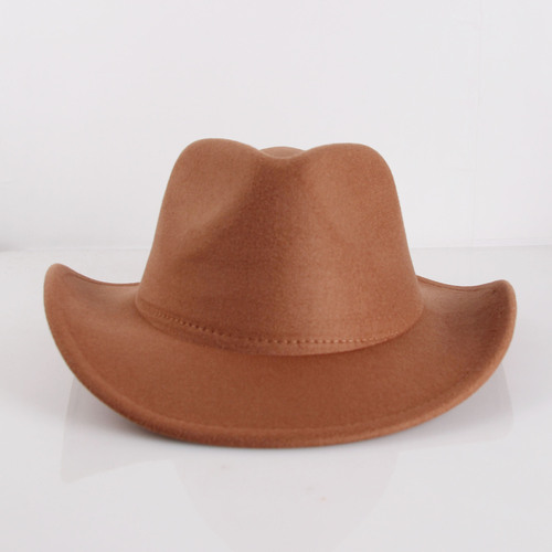  Cheap Wide Roll Brim Fedora Hats Vintage Men Jazz Style Top Hat Autumn Winter Felt Western Cowboy Hat
