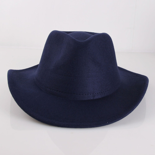 Cheap Wide Roll Brim Fedora Hats Vintage Men Jazz Style Top Hat Autumn Winter Felt Western Cowboy Hat