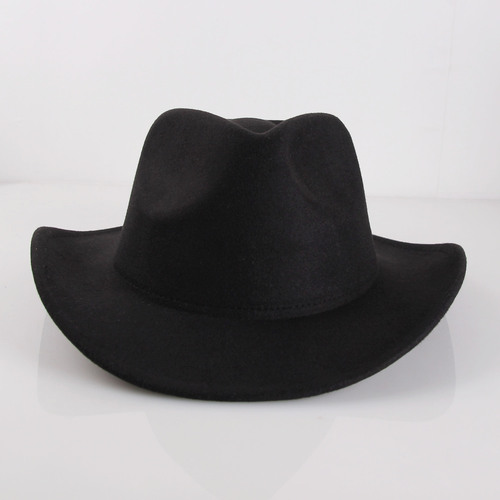  Cheap Wide Roll Brim Fedora Hats Vintage Men Jazz Style Top Hat Autumn Winter Felt Western Cowboy Hat