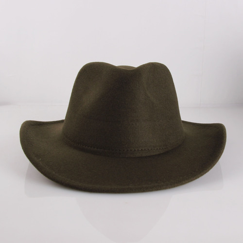  Cheap Wide Roll Brim Fedora Hats Vintage Men Jazz Style Top Hat Autumn Winter Felt Western Cowboy Hat