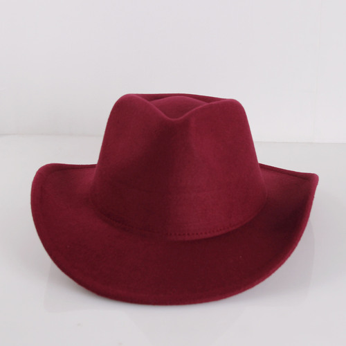  Cheap Wide Roll Brim Fedora Hats Vintage Men Jazz Style Top Hat Autumn Winter Felt Western Cowboy Hat