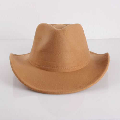  Cheap Wide Roll Brim Fedora Hats Vintage Men Jazz Style Top Hat Autumn Winter Felt Western Cowboy Hat