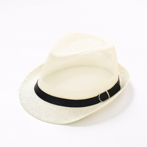 Summer men's and women's jazz small top hat fashion hollowed out mesh breathable cool hat men's beach straw hat