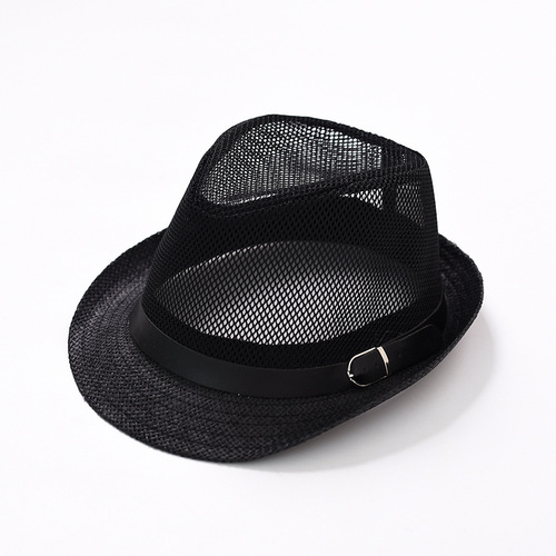Summer men's and women's jazz small top hat fashion hollowed out mesh breathable cool hat men's beach straw hat