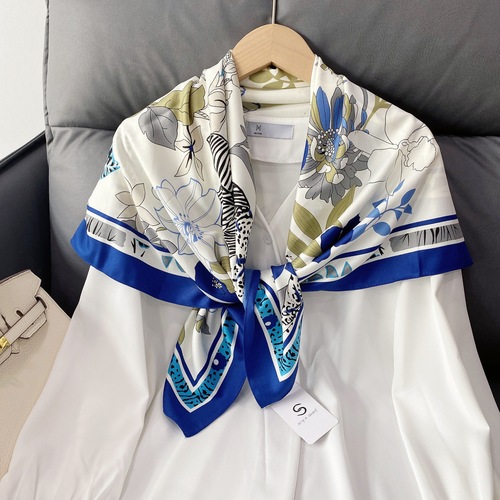 Sweet silk scarves summer new multi-functional decorative women's scarf 90 silk flower small square scarf