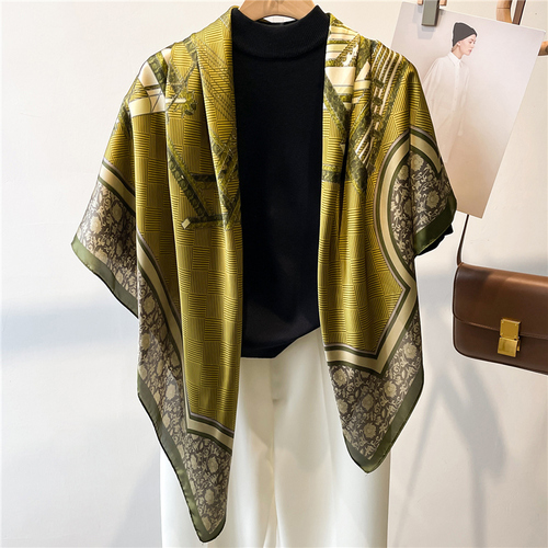 Fashion Scarves Women Shawl Silk Feeling Satin Hijabs Female Foulard Square Muslim Ladies Print Scarf Beach Headscarf