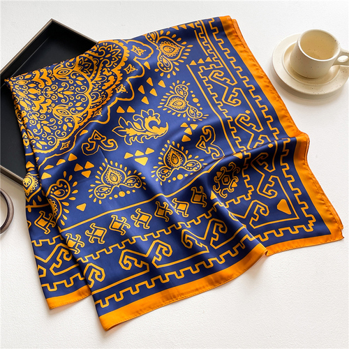Fashion Scarves Women Shawl Silk Feeling Satin Hijabs Female Foulard Square Muslim Ladies Print Scarf Beach Headscarf