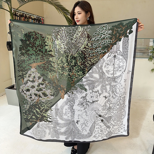 Fashion Scarves Women Shawl Silk Feeling Satin Hijabs Female Foulard Square Muslim Ladies Print Scarf Beach Headscarf