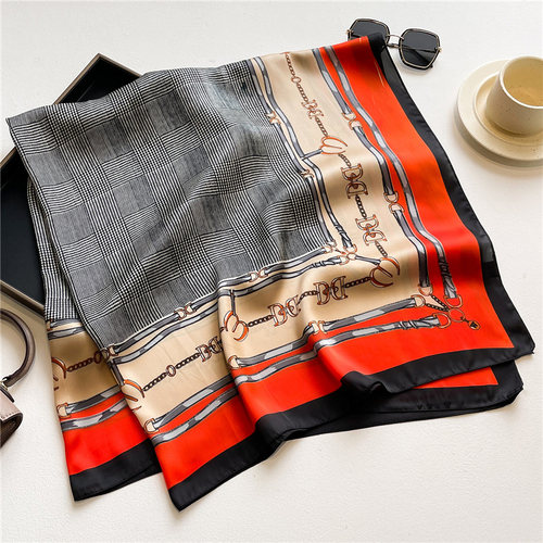 Fashion Scarves Women Shawl Silk Feeling Satin Hijabs Female Foulard Square Muslim Ladies Print Scarf Beach Headscarf