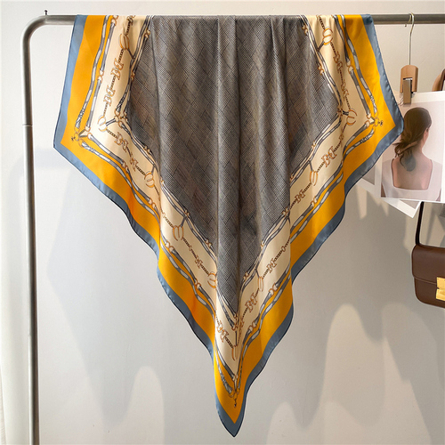 Fashion Scarves Women Shawl Silk Feeling Satin Hijabs Female Foulard Square Muslim Ladies Print Scarf Beach Headscarf