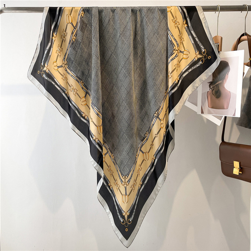 Fashion Scarves Women Shawl Silk Feeling Satin Hijabs Female Foulard Square Muslim Ladies Print Scarf Beach Headscarf