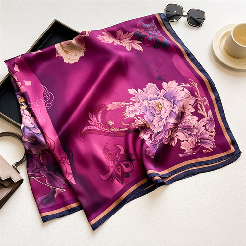 Fashion Scarves Women Shawl Silk Feeling Satin Hijabs Female Foulard Square Muslim Ladies Print Scarf Beach Headscarf